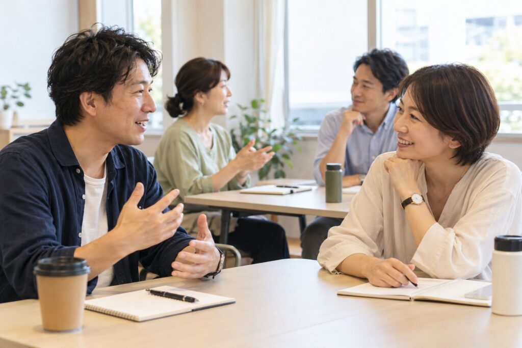 ペアで話す人たち